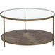 Concord 33 X 18 inch Clear / Antique Brass Coffee Table